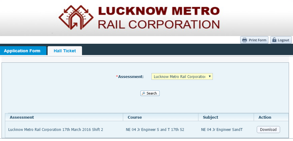Download LMRC Hall Ticket 2016