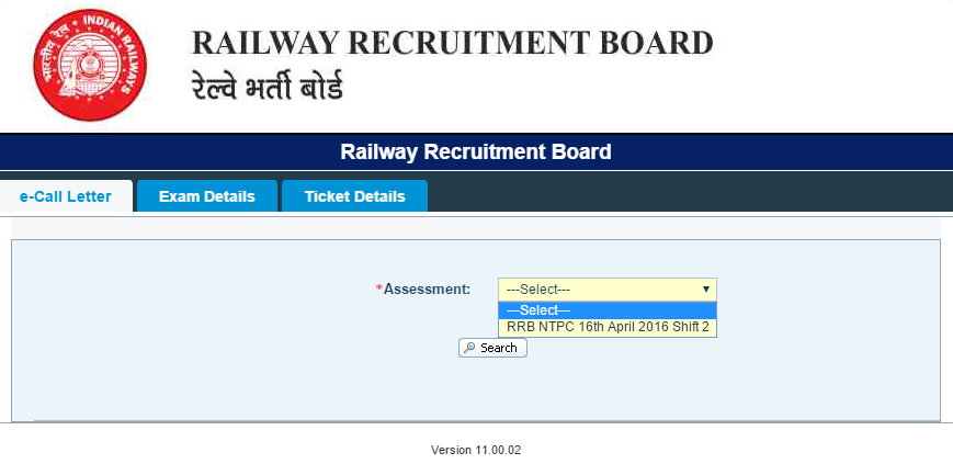 Railway Recruitment Board RRB NTPC (CEN 032015) Exam 2016 (Non-Technical)