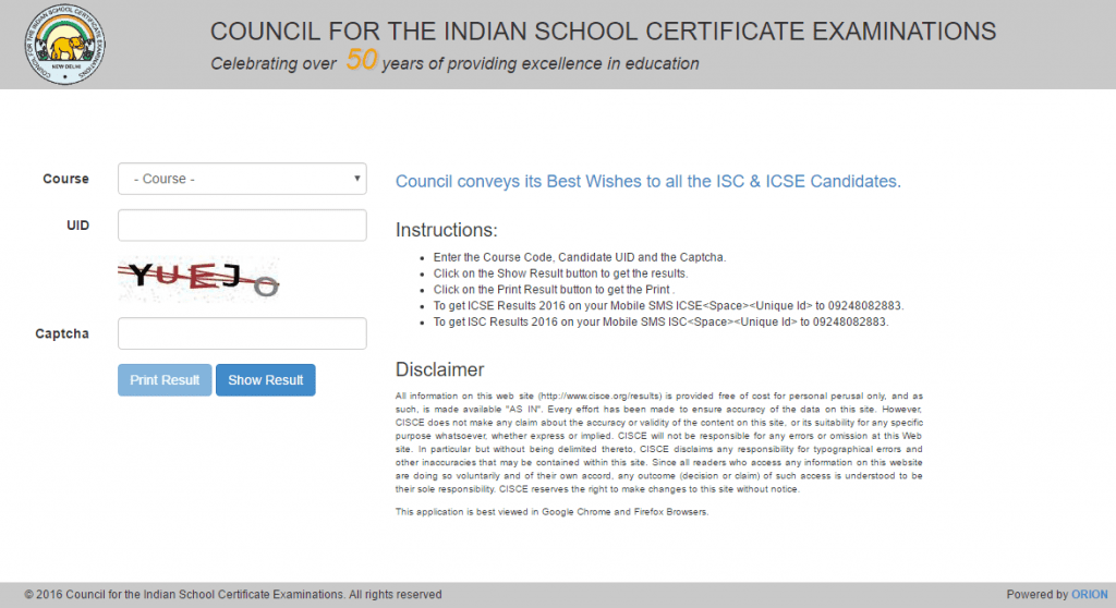 CISCE Results 2016