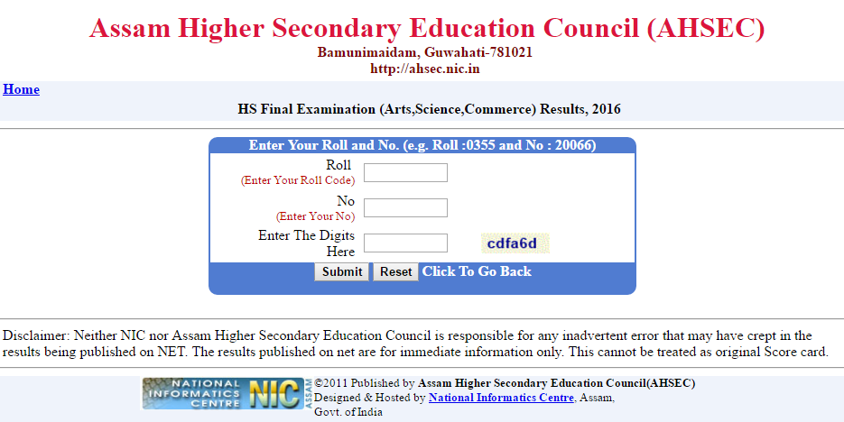 AHSEC Assam HS Final Examination Class 12th Results 2016 Declared at www.ahsec.nic.in AHSEC HS Final Examination Class 12th Result 2016