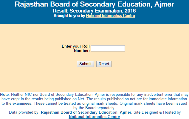 RBSE Class 10th Result 2016 Declared at www.rajresults.nic.in
