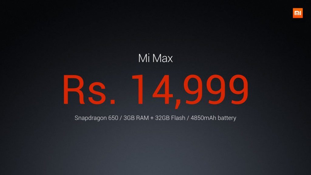 Mi Max Rs 14999