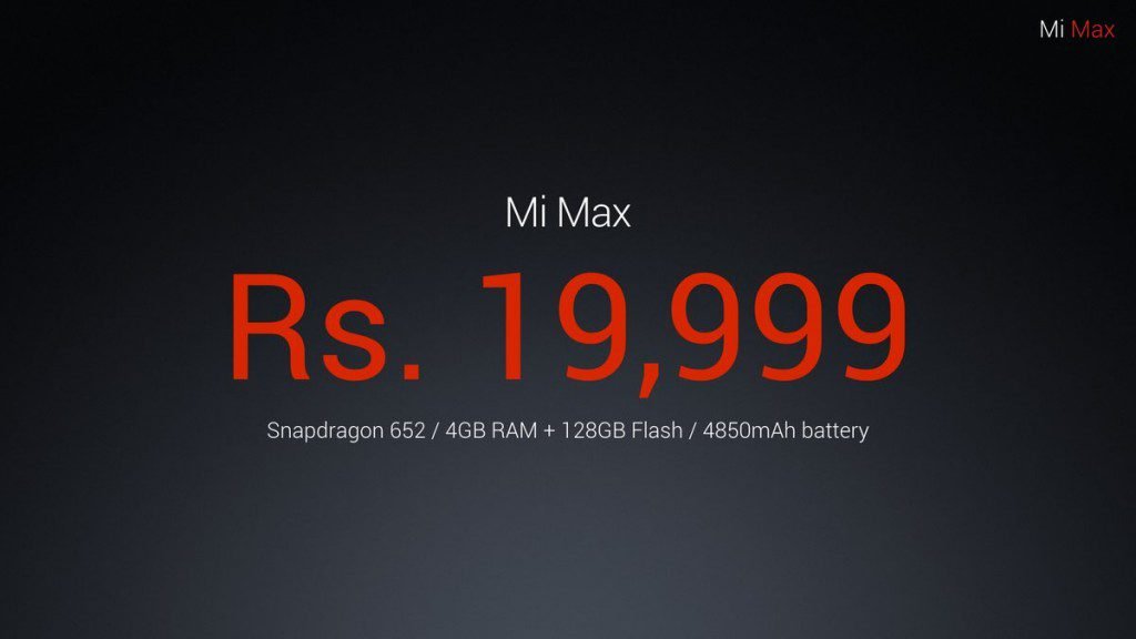 Mi Max Rs 19999