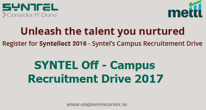 Syntellect 2016 – 17 Off-Campus Recruitment Drive for Syntel | Registration Link Syntel Recruitment Drive 2017