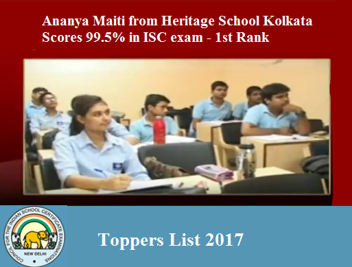 ICSE & ISC Board Toppers, Merit List 2017