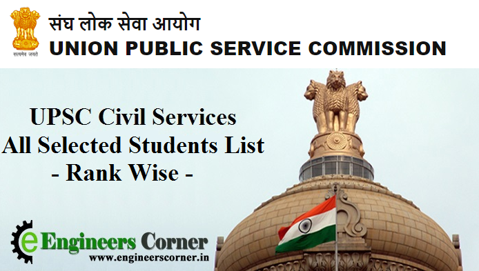 List of All Selected Students of UPSC Civil Services Exam Result 2016-17 (IAS,IFS,IPS & IRS) UPSC Toppers Rank Selected Student List 2017