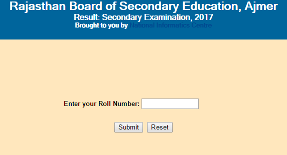 RBSE Class 10th Result 2017