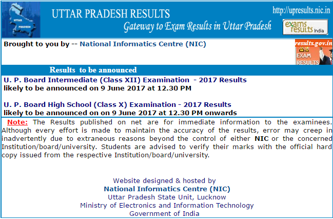 UP Board High School & Intermediate (Class 10th & 12th) Result 2017 Declared at upresults.nic.in UP Results 2017