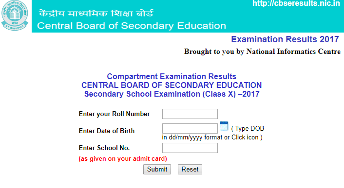 CBSE Class 10th Compartment Exam Result 2017 Declared at cbseresults ...