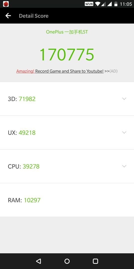 OnePlus 5T Antutu Benchmark Score