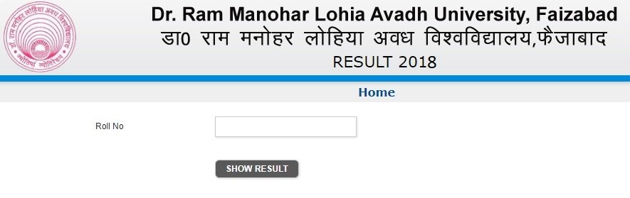 Dr Ram Manohar Lohia Avadh University Result 2018
