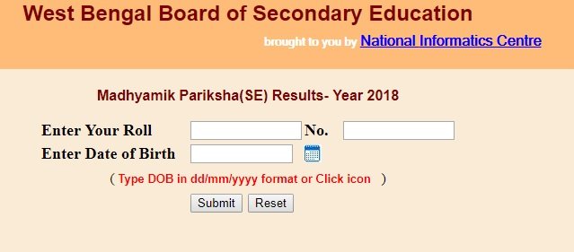 WBBSE Madhyamik Pariksha(SE) Results- Year 2018