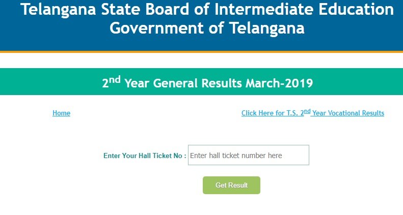 TSBIE Telangana Inter Results 2019 declared @bie.telangana.gov.in