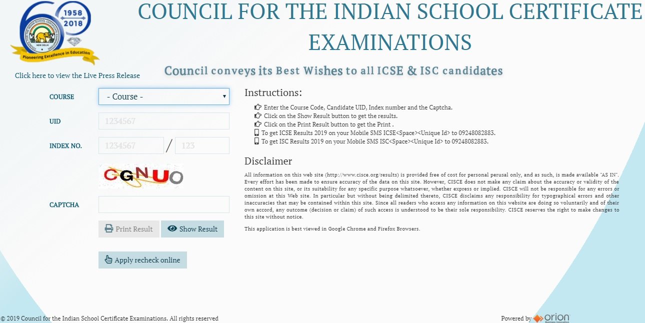 ICSE and ISC Result 2019