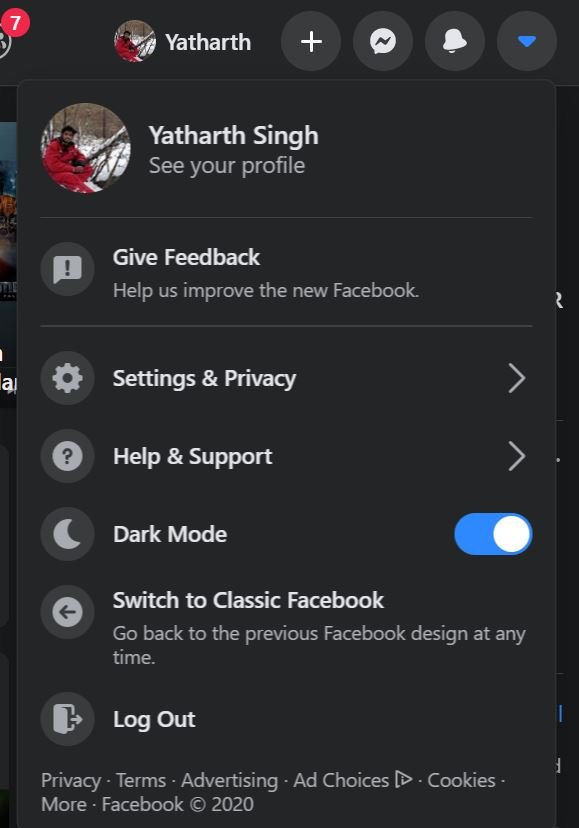 facebook Dark Mode