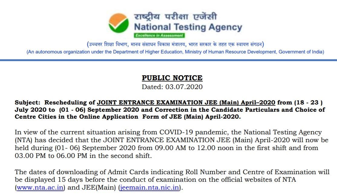 NEET 2020 Update