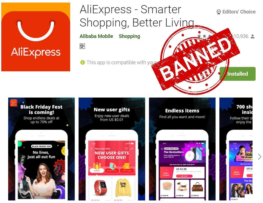 Govt of India blocks 43 mobile apps including AliExpress over Security Concern Aliexpress-Banned-and-43-apps-banned-in-India