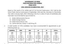 UPSC 2023-24 Exam Result – List of Selected Candidates