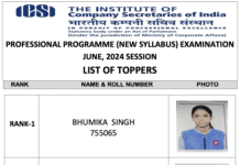ICSI Results Toppers List 2024: Top 10 Merit List ICSI Top 3 Toppers List Company Secretary