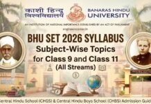BHU SET 2026 Syllabus- Subject-Wise Topics for Class 9 and Class 11 (All Streams) BHU SET 2026 Syllabus