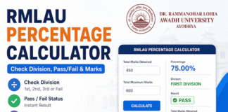 RMLAU Percentage Calculator 2026 – Check Division, Pass/Fail & Marks RMLAU Avadh University Exam Calculator